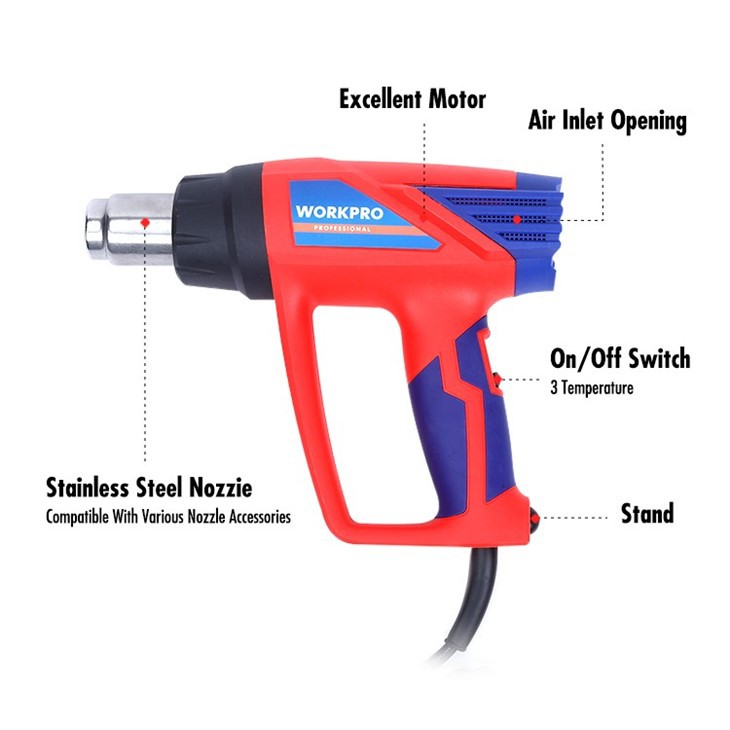 سشوار حراري WORKPRO صناعي بقوة ٢٠٠٠ واط | WP474001 سشوار حراري WORKPRO صناعي بقوة ٢٠٠٠ واط | WP474001