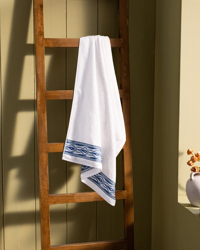Daine White & Blue Stripe Bath Towel - Soft Luxury