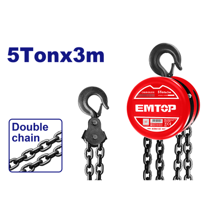 EMTOP ECBK150 Manual Chain Hoist 5 Ton