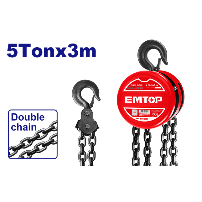 EMTOP ECBK150 Manual Chain Hoist 5 Ton