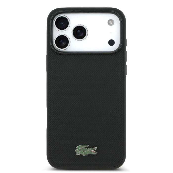 Lacoste Iconic Petit Piqué Logo MagSafe Leather Case for iPhone 17 Pro Max, Premium Protective Cover - Black Lacoste Iconic Petit Piqué Logo MagSafe Leather Case for iPhone 17 Pro Max, Premium Protective Cover - Black