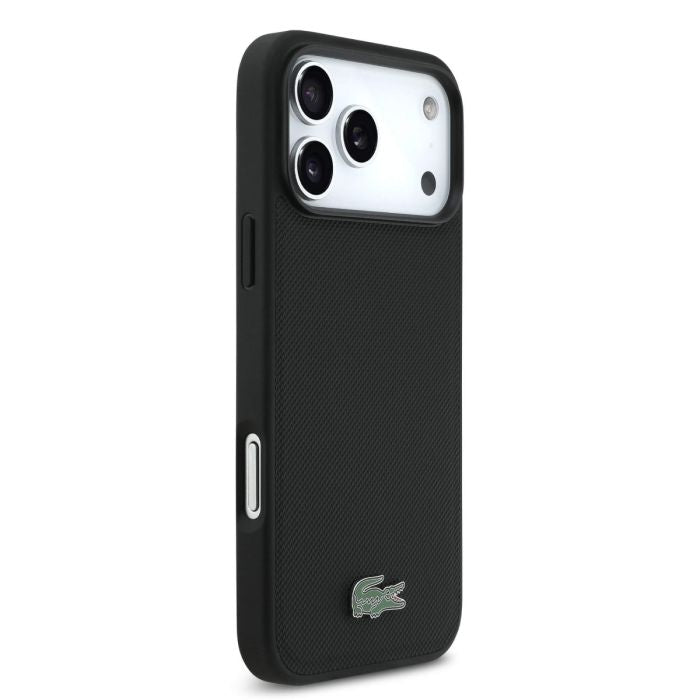 Lacoste Iconic Petit Piqué Logo MagSafe Leather Case for iPhone 17 Pro Max, Premium Protective Cover - Black Lacoste Iconic Petit Piqué Logo MagSafe Leather Case for iPhone 17 Pro Max, Premium Protective Cover - Black