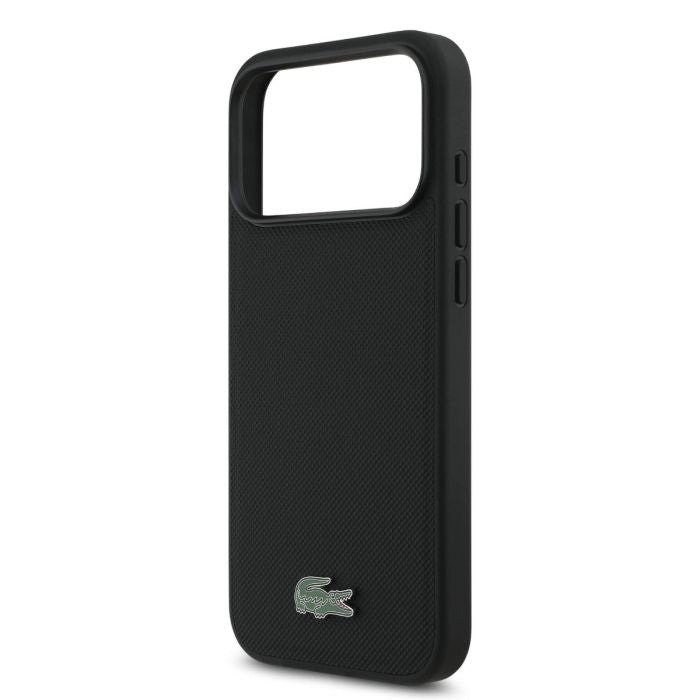 Lacoste Iconic Petit Piqué Logo MagSafe Leather Case for iPhone 17 Pro Max, Premium Protective Cover - Black Lacoste Iconic Petit Piqué Logo MagSafe Leather Case for iPhone 17 Pro Max, Premium Protective Cover - Black