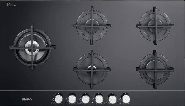 Elba Gas Hob Built-in 90 cm with Vitroceramic Design and Cast Iron Pan
