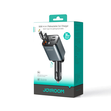 Joyroom JR-CCL05 30W Fast Car Charger - Dual Port Output - Power Delivery (PD) and Quick Charge 3.0 - Available with Type-C or Lightning Cable Options - Black