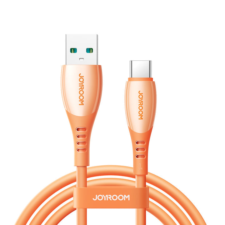 كابل شحن سريع جوي رووم (Joyroom) موديل S-A59 - قوة 3A - ملمس سيليكون ناعم - طول 1.2 متر - متوفر (USB-A إلى Type-C) و (USB-A إلى Lightning) - أبيض، أزرق، برتقالي، وزهري كابل شحن سريع جوي رووم (Joyroom) موديل S-A59 - قوة 3A - ملمس سيليكون ناعم - طول 1.2 متر - متوفر (USB-A إلى Type-C) و (USB-A إلى Lightning) - أبيض، أزرق، برتقالي، وزهري