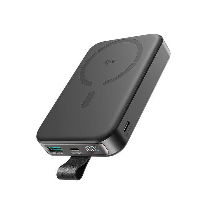 Joyroom JR-PBM11 Qi2 Magnetic Wireless Power Bank - 10000mAh - 22.5W Fast Charging - Certified Qi2 Technology - Built-in Foldable Stand - Digital Display - Black