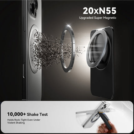 محفظة بطاقات وحامل هاتف مغناطيسي جوي رووم (Joyroom) موديل JR-ZS432 - تدعم MagSafe - جلد فاخر - مغناطيس N52 قوي - زوايا عرض قابلة للتعديل - لون أسود