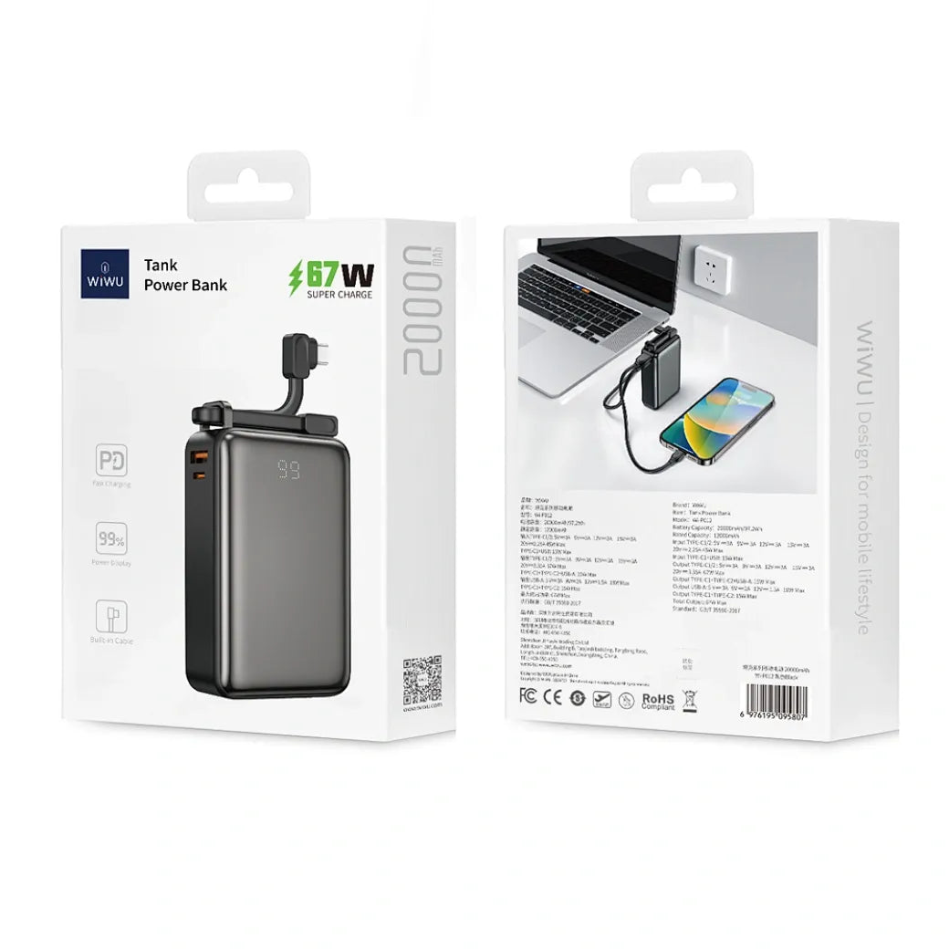 بوربانك Tank Power Bank 67 واط شحن سريع 20000 مللي أمبير في الساعة بوربانك Tank Power Bank 67 واط شحن سريع 20000 مللي أمبير في الساعة