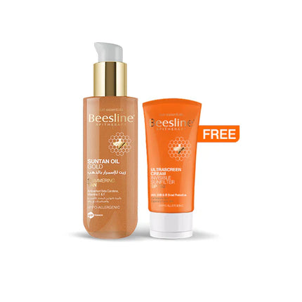 Beesline Suntan Oil Gold + Sunscreen Cream Duo Pack