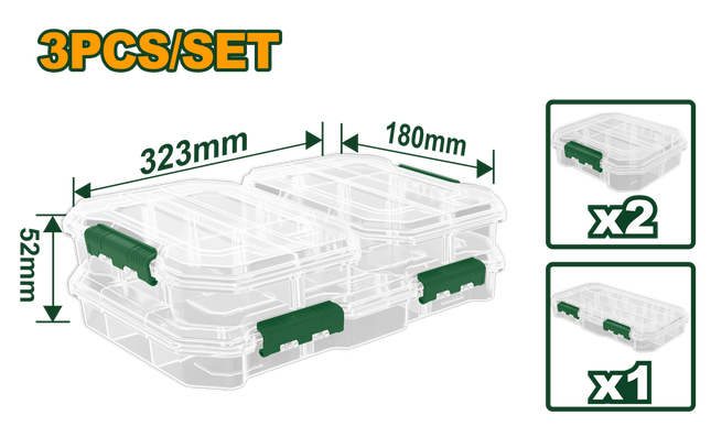  JADEVER 3‑Piece Transparent Organizer Box Set
