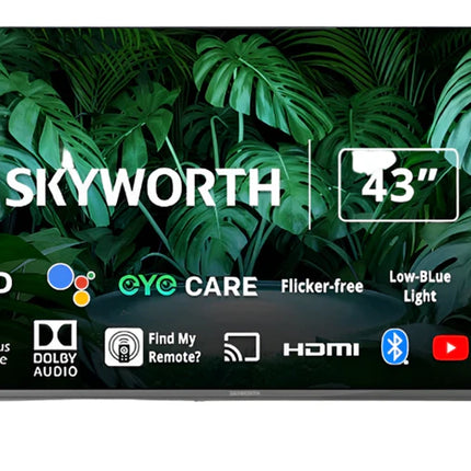 11.14.53.0086SkyworthSkyworth 43‑inch FHD Frameless Android TV with Dolby Audio & Chromecast