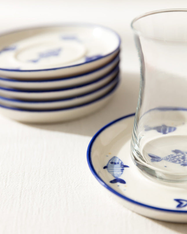 Grande Poisson 6-Piece Tea Plate Set for Elegant Service