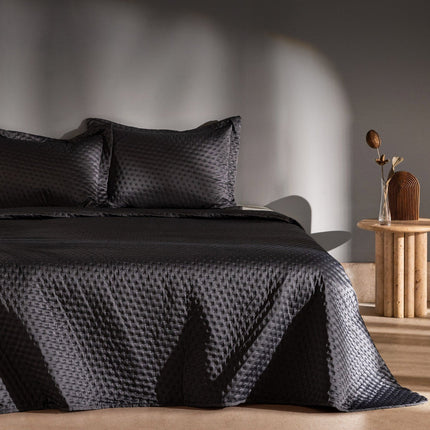 Arles Satin Bedspread in Anthracite - Textured Luxury