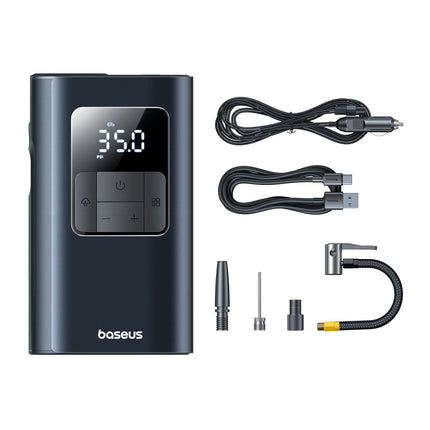 Baseus PrimeTrip VA1 Smart Tire Inflator - 2-in-1 Wired & Wireless Operation - 7500mAh Battery - 150PSI Max Pressure - Dual Digital Display - Auto-Stop Function - LED Flashlight - Black