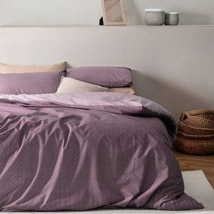 Odette King Size Ranforce Cotton Duvet Cover Set Damson