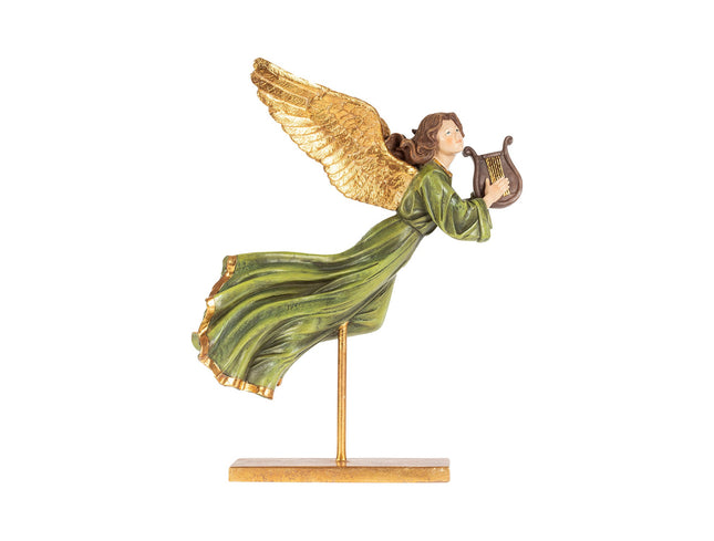 Vienne Musical Angel Figurine Green Gold Pedestal