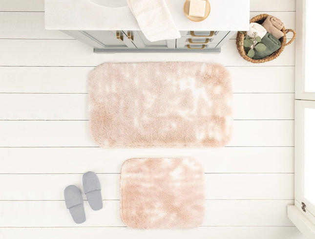 Damien 2-Piece Bathroom Mat Set - White & Powder