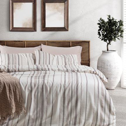 Colmar Double Dobby Duvet Cover Set Brown Beige
