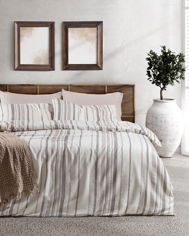 Colmar Double Dobby Duvet Cover Set Brown Beige