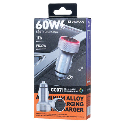 شاحن سيارة ريماكس CC-07 سريع من السبائك المعدنية بقوة 60 واط