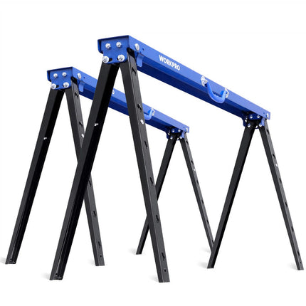 Workpro Adjustable Folding Sawhorse – Heavy-Duty Steel, 1 Pair