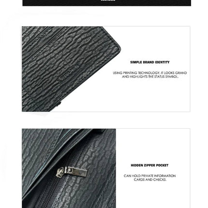 Lenyes LHB1203 Slim Leather Pouch - Elegant Handheld Organizer - Premium Black Finish - Multi-Purpose Storage - Durable Zipper Closure