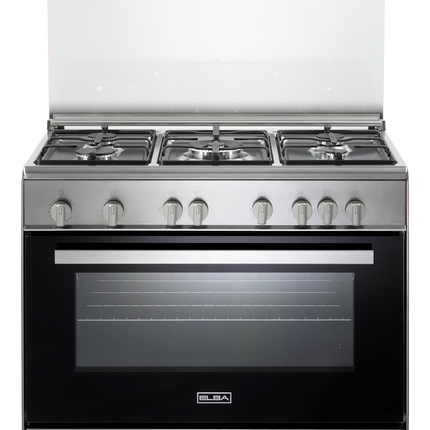 Elba Gas Cooker 90 cm Stainless Steel Enamelled Steel Pan Supports 5 gas burners