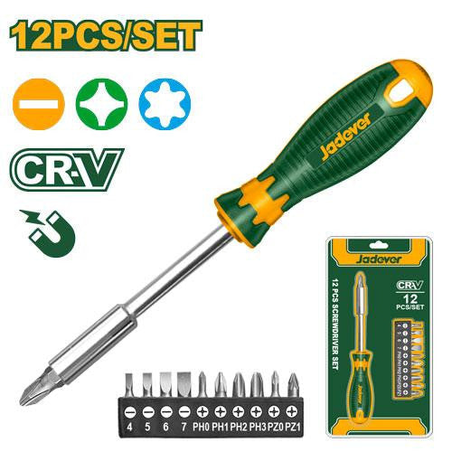 Jadever 12‑Piece Screwdriver Bit & Holder Set
