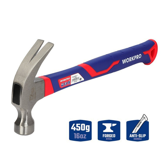 WP241011	450G (450g (16OZ)) CURVED CLAW HAMMER WITH FIBERGLASS HANDLE