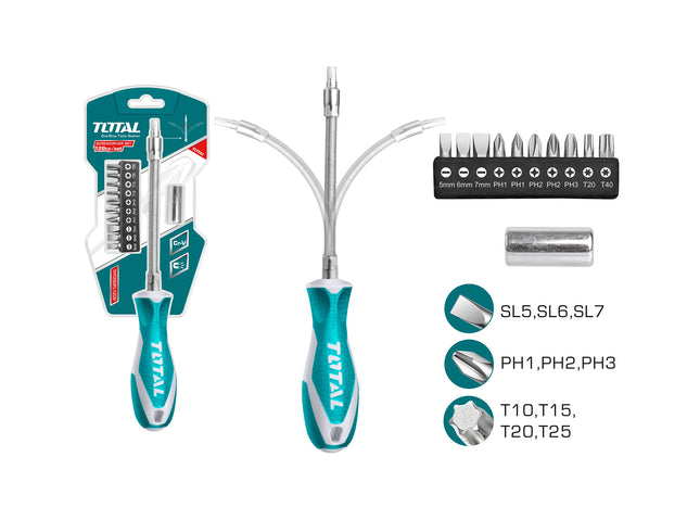 Total THT250FL1206 | 12-Piece Flexible Shaft Screwdriver Set