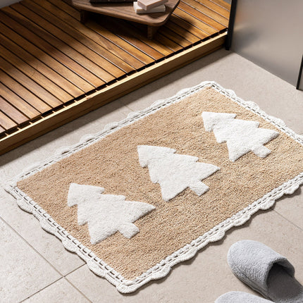 Lumièrematin White/Beige Plush Bath Mat