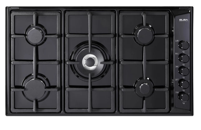 Elba Gas Hob Built-In 5 Burners 90 cm Black Cast Iron Grid