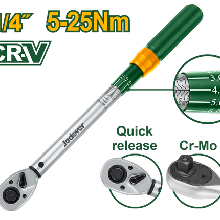 Jadever 1/4″ Preset Torque Wrench – 25 Nm