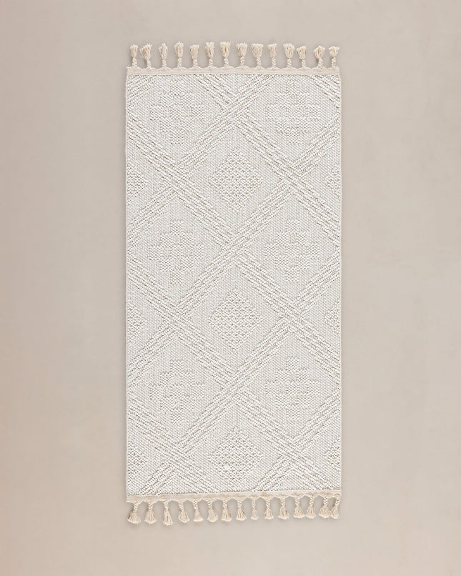 Rayford Fringed Carpet in Bone - Contemporary Luxury