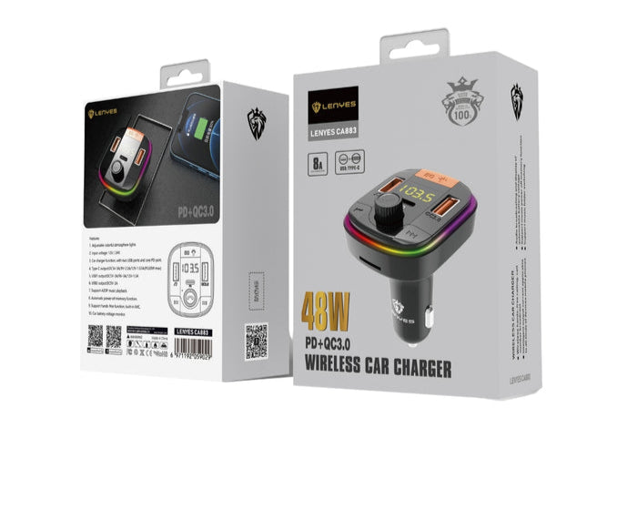 LENYES CA883 Car Bluetooth FM Transmitter- Black LENYES CA883 Car Bluetooth FM Transmitter- Black