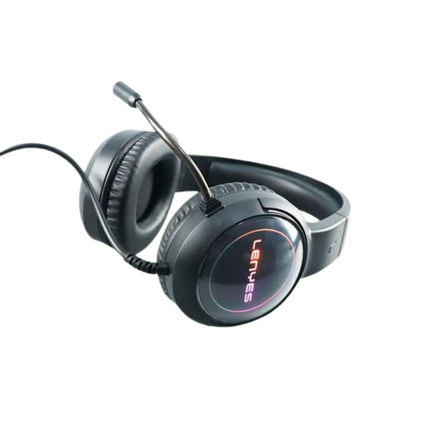 سماعة الألعاب السلكية لينييس (Lenyes) موديل GH58 - صوت محيطي - ميكروفون عالي الدقة قابل للطي - إضاءة RGB ديناميكية - وسادات أذن مريحة - متوافقة مع جميع المنصات - لون أسود