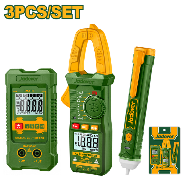 Jadever Electrical Test Kit – Clamp Meter, Multimeter & AC Voltage Detector