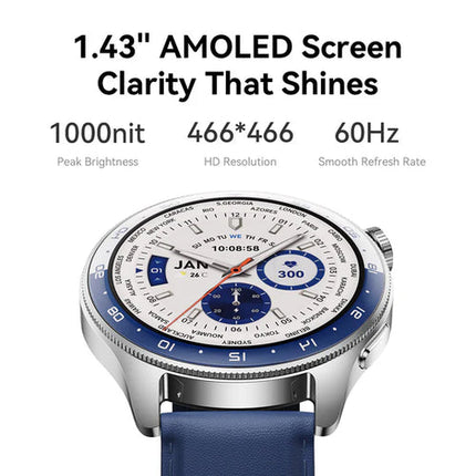 ساعة جوي رووم (Joyroom) الذكية السلسلة الكلاسيكية JR-FC3 - إصدار فضي (Haoyue Silver) - دعم المكالمات عبر البلوتوث - شاشة HD مقاس 1.43 بوصة - أكثر من 100 نمط رياضي - مقاومة للماء IP68