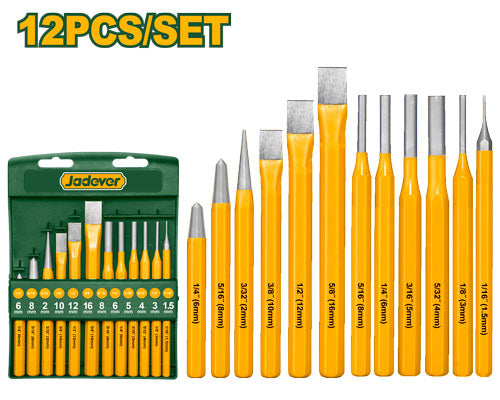  JADEVER Cold Chisel & Punch Set – 12 Piece