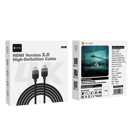 Lenyes AX130 HDMI to HDMI Cable - 1.5 Meters - 4K Ultra HD Support - High-Speed Audio & Video Transfer - Gold-Plated Connectors - Durable PVC Jacket - Black