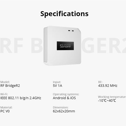 RFBRIDGE R2 SONOFF RF BridgeR2 433 Smart Hub