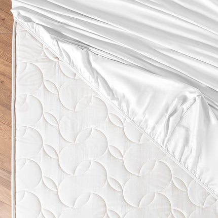 Ciel Cotton Sateen Fitted Sheet Double Bed White