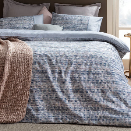 Pansy Coco Crepe Floral Duvet Cover Set - Blue