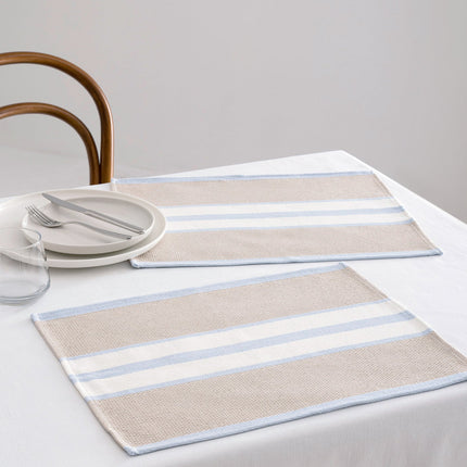 Wendie Two-Piece Placemat Set Light Blue & Beige