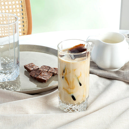 Pamella 4 Pieces Beverage Glass Set - Cut Glass Design