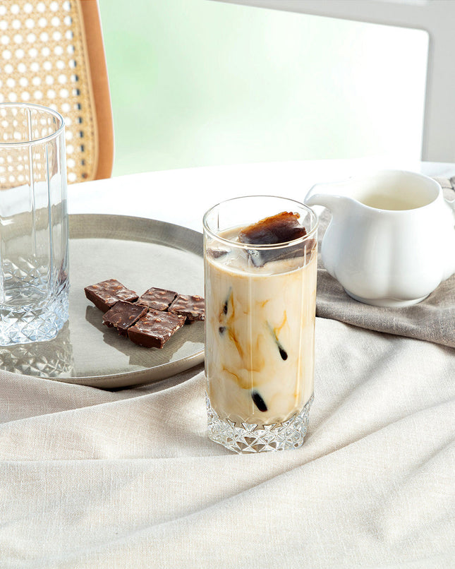 Pamella 4 Pieces Beverage Glass Set - Cut Glass Design