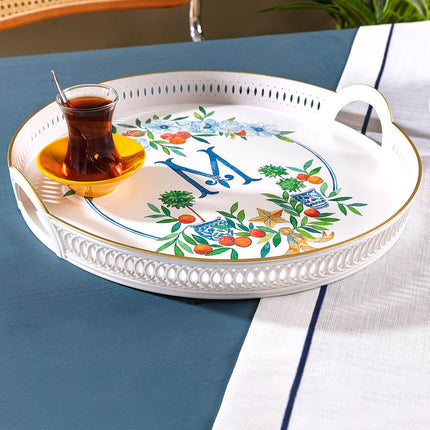 Rimini Round Woven Tray - Decorative Serving Platter