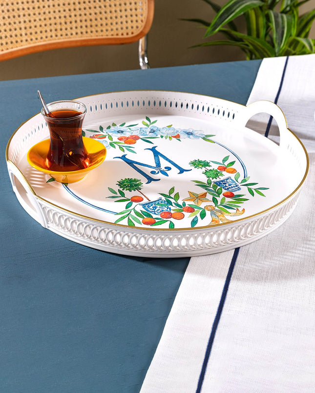 Rimini Round Woven Tray - Decorative Serving Platter