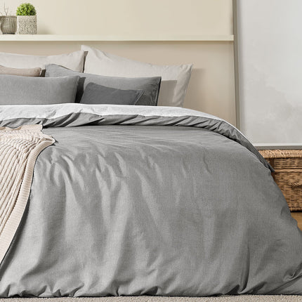 Cher Gray Printed Double Duvet Cover Set - Ranforce